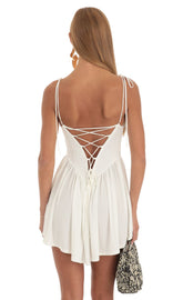 Draped Corset Dress in White